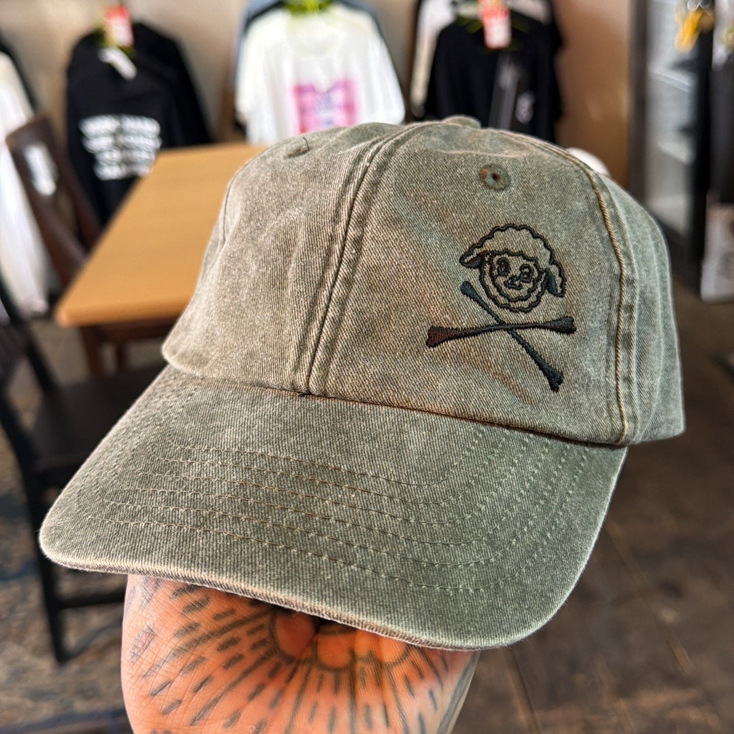Crossbones Dad Cap Olive