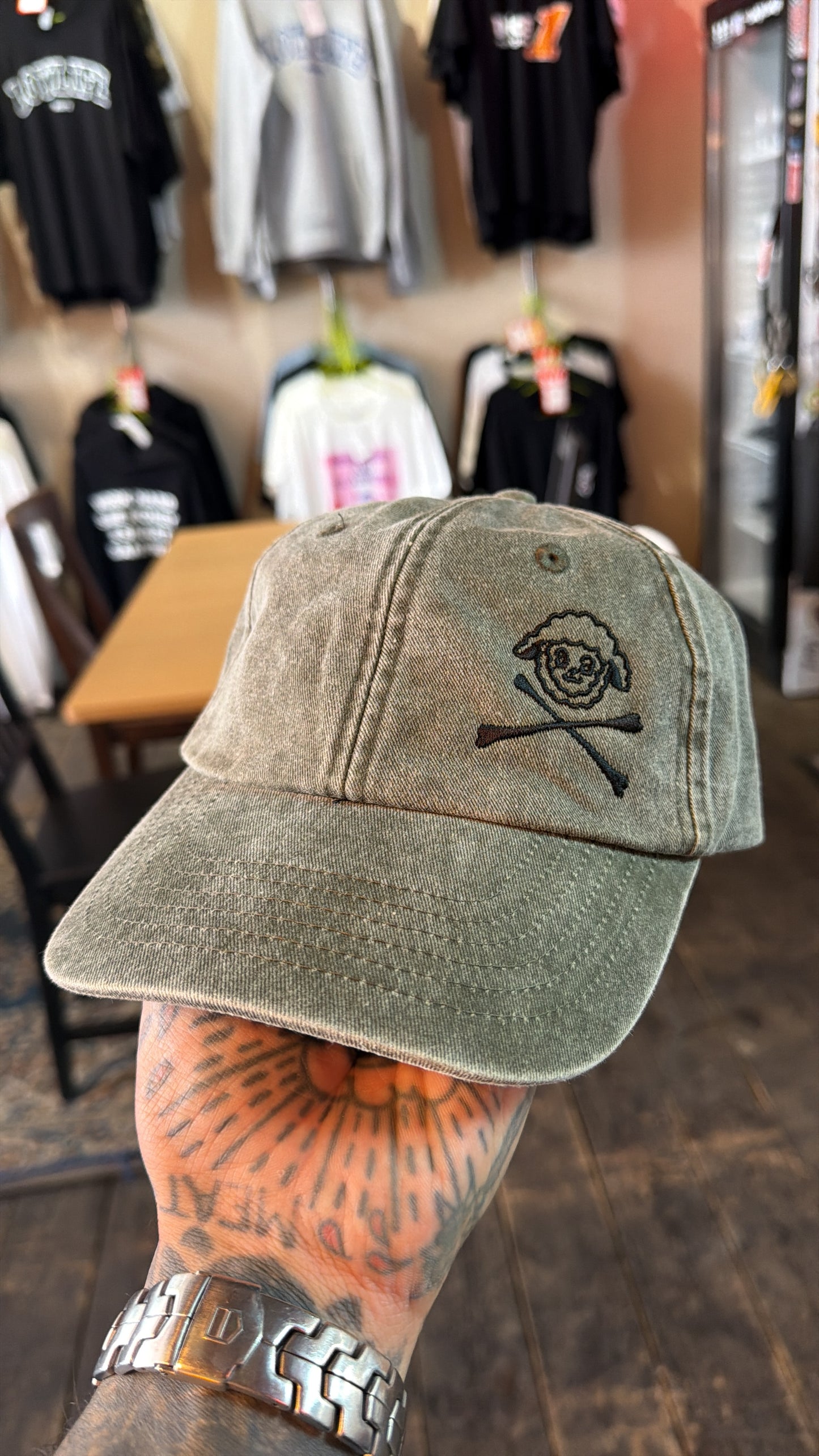 Crossbones Dad Cap Olive